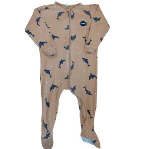 Pekkle Light Burnt Orange Shark Footed Sleeper 18m